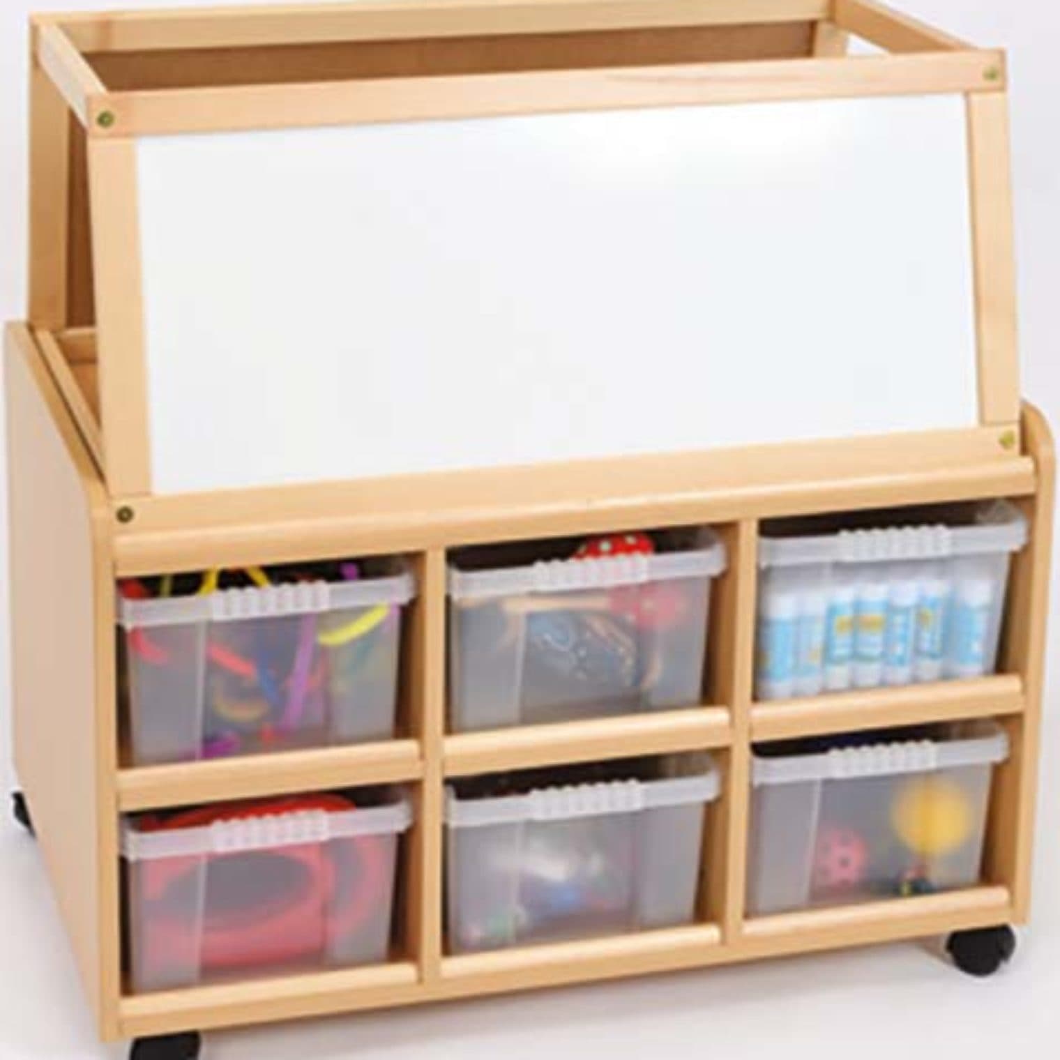 Double Sided Unit with Dry Wipe Magnetic Easel And Deep Trays