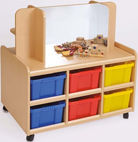 Double Sided Storage With Display/Mirror And Deep Trays