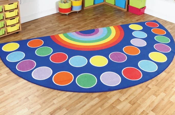 Rainbow semi-circle carpet