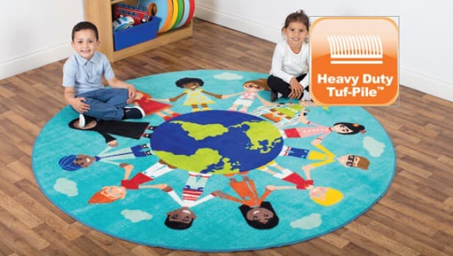 Primary world multi-cultural rug